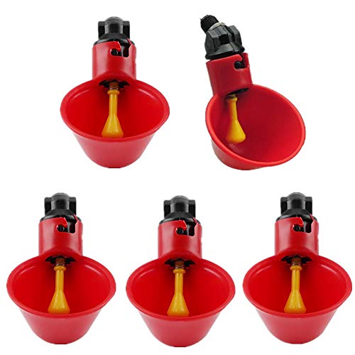 PROBEEALLYU Automatic Plastic Chicken Drinker Waterers Poultry Drinking Cups, 10pcs Farm Drinking Dispenser Backyards Chicken Flock Duck Bird Water Feeder (Blue)