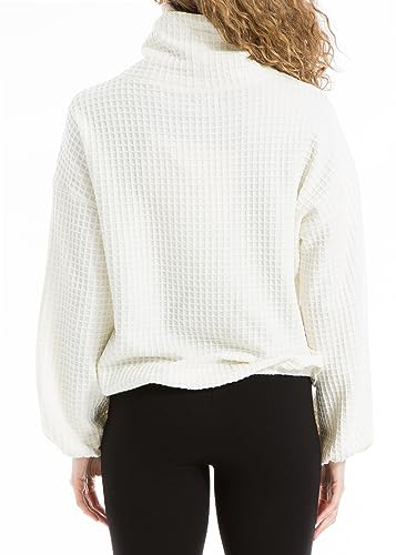 Image of Max Studio womens Max Studio Women's Cowl Neck Long Sleeve Waffle Knit Pullover