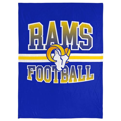 FOCO NFL Micro Raschel Plush Throw Blanket, Stripe Logo 45 x 60, Los Angeles Rams