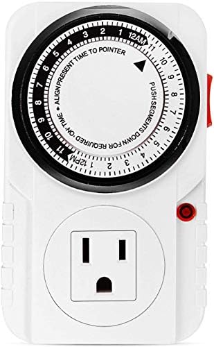 iPower 24 Hour Plug-in Mechanical Electric Outlet Timers Switch for Home, Kitchen, Office, Lamps Fans Christmas String Lights, 1 Pack, AC 1725W 1/2 HP