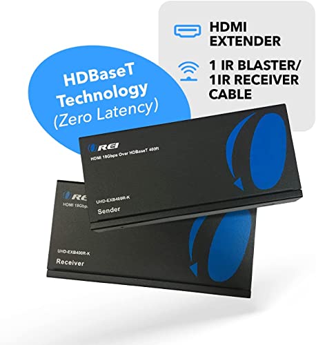 OREI 4K HDMI Extender Balun HDBaseT UltraHD 4K,60Hz 4:4:4 Over Single CAT5e/6/7 Cable with HDR, CEC & IR Control, RS-232 - Up to 400 Ft - Loop Out - Power Over Cable - Audio Out - Thumbnail 2