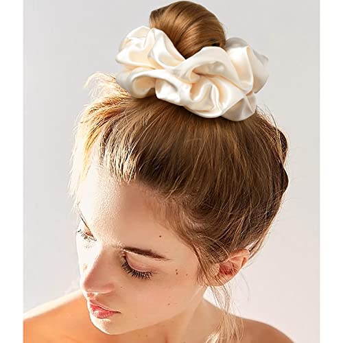 Ceelgon Large Silk Satin Scrunchies For Women Big Scrunchies Jumbo Satin Hair Ties Oversized Hair Scrunchies For Thick Curly Hair Pack Of 6 (Pink,Champagne,Ivory,Gold) #TOP2