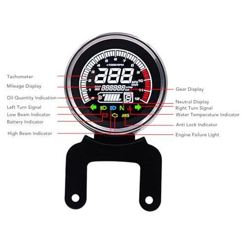 Velocímetro para motocicleta y tacómetro LCD impermeable multifuncional ABS 2