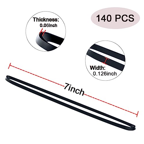 Aiwoqi Large Rubber Bands Black 140 Pack, Heavy Duty Big Rubber Band Elastic Bands For Office Supply Trash Can File Folders Cat Litter Box Rubber Bands 7X1/8 Inches #TOP4