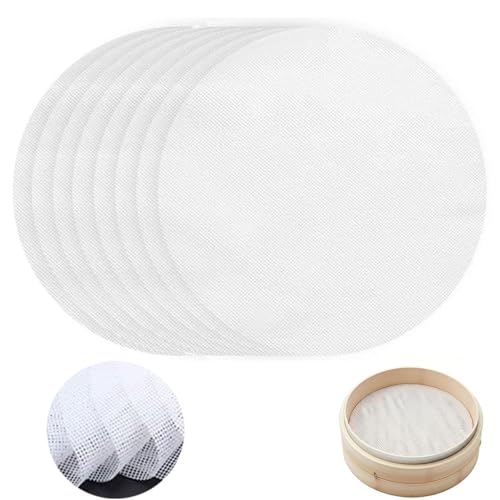 Tapis de Vapeur,8 PCS Tapis de Cuisson Vapeur en Silicone Réutilisable Rond 28cm Feuille Antiadhésive pour Panier Vapeur Doublure de Cuiseur Vapeur pour Légumes Riz et Dumplings