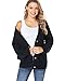 Fuinloth Women's Cardigan Sweater, Oversized Chunky Knit Button Closure with Pockets Black Large