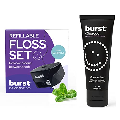 Expanding Floss Set + Whitening Charcoal Toothpaste Bundle By Burst #TOP21