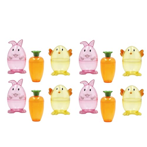 Image of The Dreidel Company Fillable Easter Carrots, Bunny, and Chick Containers, Perfect for Easter Hunt, Surprise Carrot (12)
