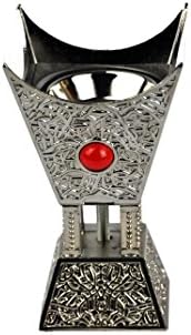 Mini 4 Corner Jewel Embedded Metal Incense Burner I Ideal for Aromatherapy & yoga I Office & Home Decor I Arabia Incense/Oudh/Oud Burner (Mabkhara) I Tray inside, 4 inch Tall I Silver I By Intense Oud