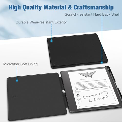 Fintie Slim Case for Kindle Scribe - [Built-in Pen Holder] Lightweight PU Leather Folio Cover with Auto Sleep Wake for 10.2" Kindle Scribe (2024/2022 Release), Black by FINTIE - Image 7