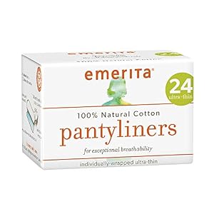 Emerita Natural Cotton Ultra Thin Pantiliners, Individually Wrapped, 24 Count