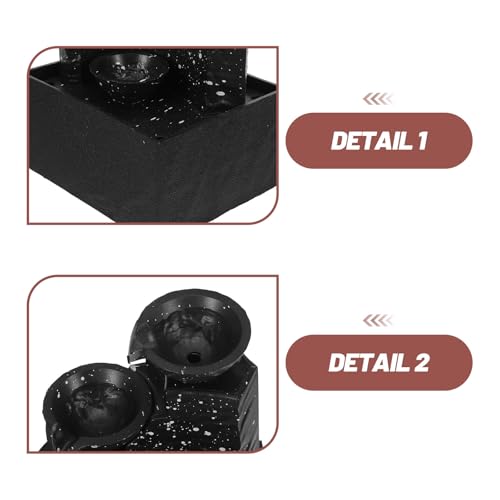 Fuente de agua portátil Toddmomy de resina negra para mesa y jardín 4