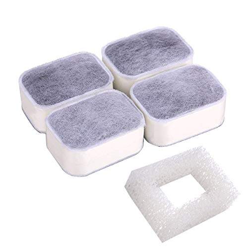 Youthink Replacement Pet, 4Pcs Premium Cotton Activated Carbon And 1Pcs Foam Filters Ceramic Cat Water Fountain, White #TOP6