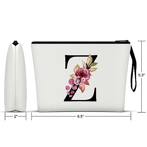 Image of Vavabox A-Z Personalized Makeup Bag, Birthday Gifts for Women Mom, Gifts for Best Friend, Bride Bridesmaid Cosmetic bag (Z, 01-White)