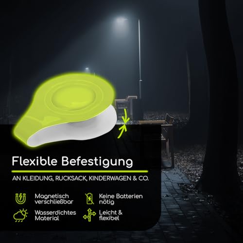 smartday Magnetische Reflektoren Gelb (4er Set) - Reflektoren Clip Anhänger für Kinder, Schulranzen, Kleidung, Kinderwagen & Hunde I Reflektor, Leuchtanhänger Hund