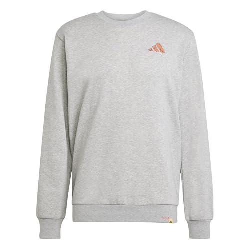 adidas Men's Doodle Hunt Hike Graphic Sweatshirt, Medium Grey Heather, X-Large/Tall