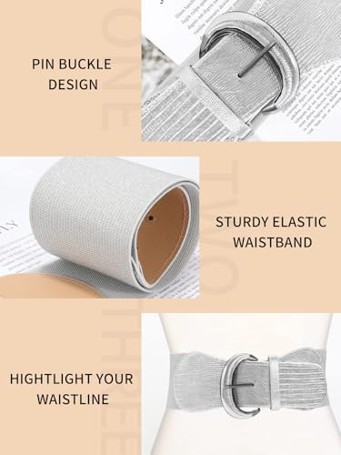 Image of WHIPPY 3 Pack 4 Pack Women Wide Elastic Waist Belt Vintage Stretchy Belt Waistband for Ladies Dresses