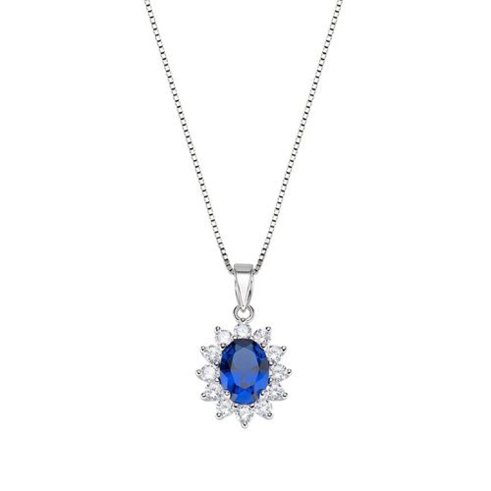 Amen Collana Royal Lady Zircone Blu - Collezione Lady - Clldgbbbl, Argento, Zirconia Cubica. - 4