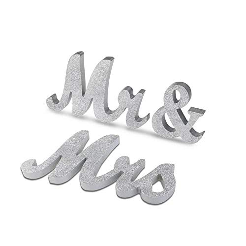 Mr And Mrs Signs Wedding Sweetheart Table Decorations, Wooden Freestanding Letters Wedding Shower Gift (Silver) #TOP30