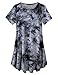 MONNURO Womens Plus Size Short Sleeve Sexy Keyhole Swing Tunic Tops Casual Loose Fit Shirts(Tie Dye Black,4X)
