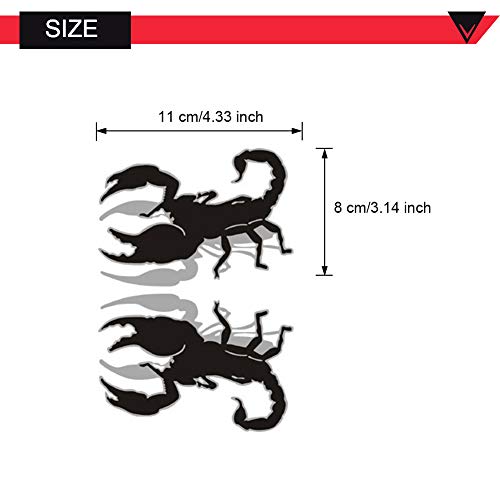 Voroly 2 Pcs 3D Scorpion Car Rearview Mirror Stickers DIY Decals Auto Car Side Mirror Stickers Car Body Bumper Stickers 4.33" x 3.15" - Thumbnail 4