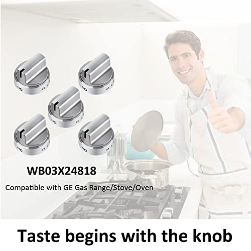 Wb03X24818 Gas Stove Knobs Stainless Steel Look Plastic Range Burner Control Knobs, Compatible For Ge Range Gas Stove Knob, Replacements Ps11729081(5Packs) #TOP5