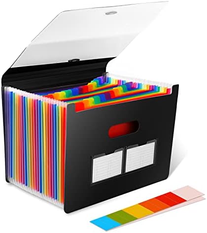 CLOUDIA 24 Pockets Expanding File Folder, Accordian File Organizer, Expanding File Folder Expandable Cover, Portable Filing Box, Desktop Accordion Folders Receipt Organizer (Letter/A4)