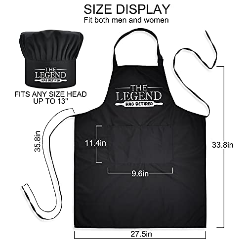 Dyjybmy The Legend Has Retired Chef Hat And Apron Set, Funny Cooking Grilling Apron Gift For Men Woman Dad Mom, Gift For Dad, Husband, Boyfriend, Chef, Retirement Gift, Adjustable Size #TOP1