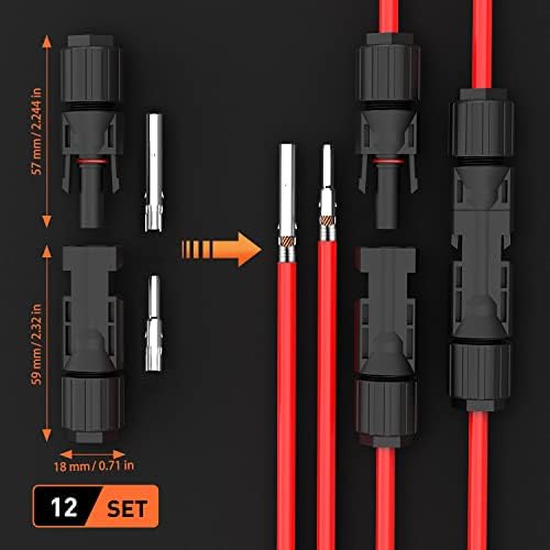 Zestaw szczypiec do zaciskania złączy solarnych, do kabli 2,5-6mm², 12-częściowy męski żeński wtyk kablowy do paneli słonecznych, 1 para kluczy do kabli do paneli, SOMELINE®