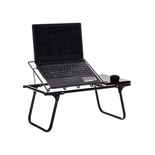 Mesa de Colo Dobrável para Notebook Aramado c/Suporte p/Mouse em Madeira - Metaltru Cor:Preto