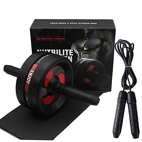 HAI+ Ab Roller Wheel for Abs Workout, AB Wheel Roller with Knee Mat and Jump Rope, Ab Roller Wheel Exercise Equipment, Ab Wheel Roller for Home Gym,Ab Machine for Ab Workout (Black)