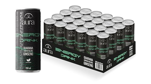 Aura Sağlıklı Enerji İçeceği | 250 ml x 24'lü Kutu | Doğal İçerikli, Düşük Şekerli | Ginseng, Guarana, Ginkgo Biloba Destekli | Aspartam ve Asesulfam K İçermez