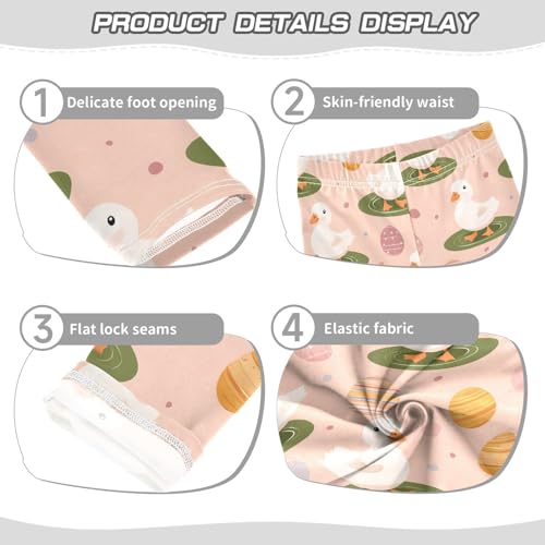 ALAZA Girls' Leggings Children's Yoga Pants Skinny Printed Dance Duck Easter Egg Comfortable 4T2