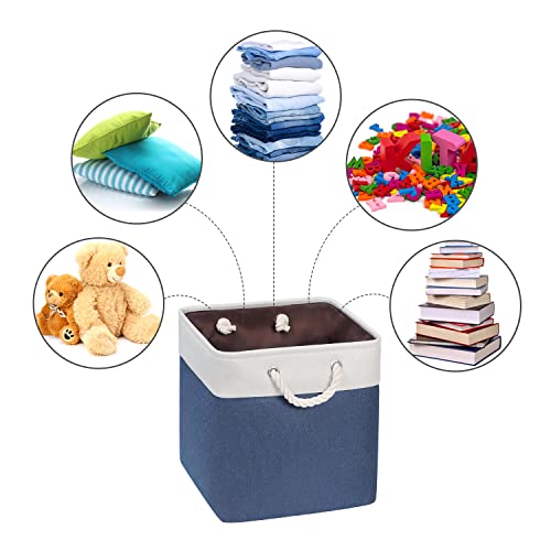 Syeeiex 13 X 13 Storage Cubes, Foldable Storage Bin, 13 Cube Storage Bin For Clothes Storage, Home, Nursery Home, Navy Bule & White Set Of 3 #TOP5