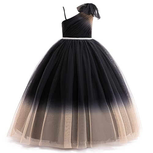 Tulle Flower Girls Dress One Shoulder Formal Princess Wedding Pageant Birthday Party Holiday Ball Gown Dresses