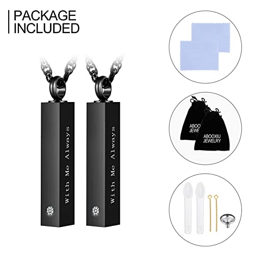 abooxiu 2 PCs Cremation Necklaces for Ashes Cube Urn Necklaces for Men Women Minimalist Vertical Ashes Necklaces Stainless Steel Memorial Ashes Holder - Black&Black by abooxiu - Used condition - Image 7