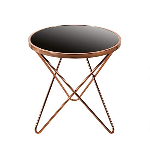 Round Coffee Table/Wrought Iron Side Table, Black Tempered Glass Table Round Coffee Table/Wrought Iron Side Table, Black Tempered Glass Table