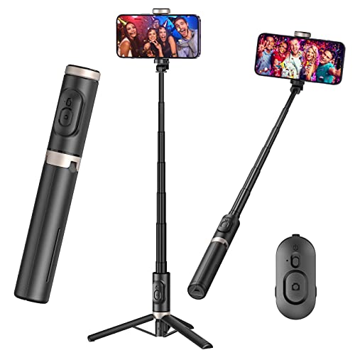 CAMOLO Bluetooth Handy Stativ, Selfie Stick mit Fernbedienung Aluminium Selfie Stick Stativ, 3 in 1 Selfie Stange 360° Tripod Smartphone Selfies/Vlog/YouTube/TikTok für iPhone Samsung Huawei Cover