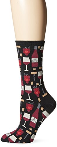 Hot Sox Women s Food Drink and Alcohol Novelty Fashion Casual Crew Socks, Wine (Black), Shoe Size: 4-10