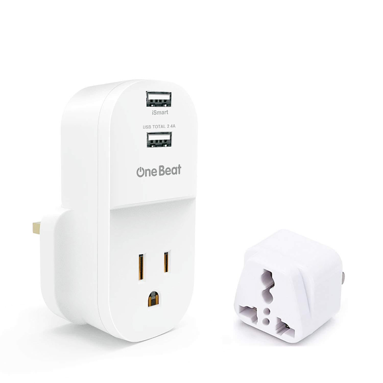 UK Ireland Hong Kong Plug Adapter for Travel, Power Adapter with 2 USB Ports, an USA Outlet Adaptor and USA to British England Scotland Irish London USA Dubai UAE etc (Type G Plug & Type B Plug)