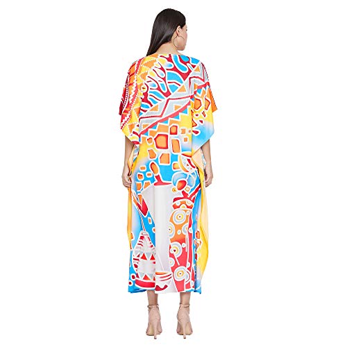 Image of Oussum Women Polyester Casual Long Plus Size Beach Caftan Cover Up Maxi Dress 1X-3X Summer Kaftan Dresses for Women