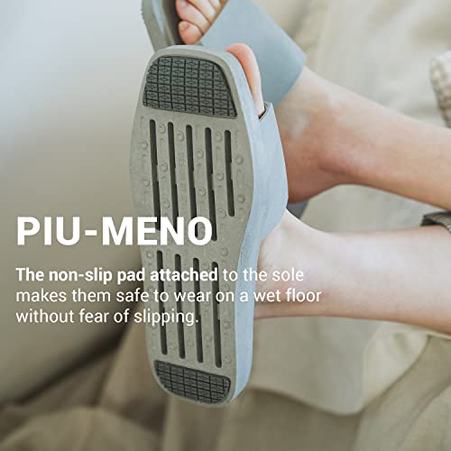 DEARCUS Shower Slippers with Comfortable Anti Slip Pad - Quick Drying Slippers with Drainage Holes – Non Slip Thick Sole Sandals – Open Toe Home Slippers – Piu Meno, Deep Grey2