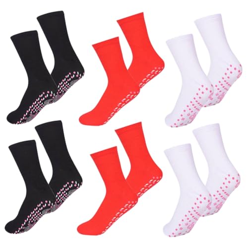 Baluue 6pairs Self-Heating Health Socks for Women Men Thermal Circulation Winter Socks Breathable Material for Cold Weather Outdoor Activities