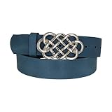 DayneQ 4cm Breit Echt Leder Guertel Satiniert Nickel   23748 40 NIK   Petrol Bundweite 85cm