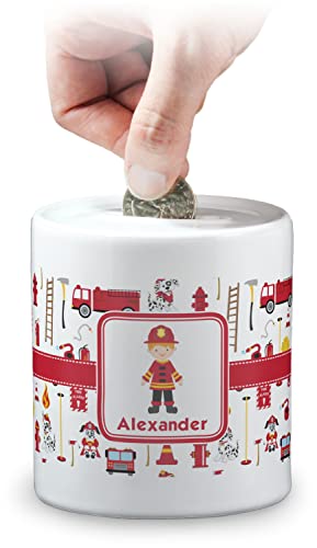 Personalized Firefighter Character Coin Bank