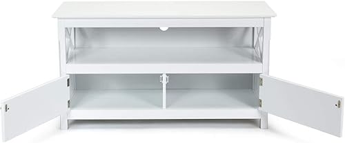 Miniatura 8 de LUARANE Soporte de TV, mueble de TV moderno para TV de hasta 50 pulgadas, consola de TV con 2 puertas, estante de almacenamiento abierto, marco en