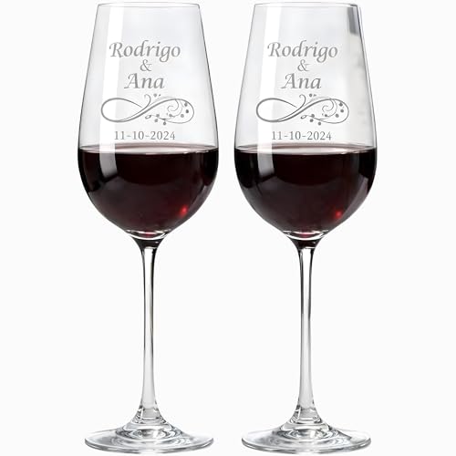 JOYERIA EL FARO | Copos de vinho personalizados | Estojo premium incluído | Brinde e celebre o amor (Infinito)
