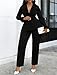 Women's Casual 2 Piece Blazer Outfits Ruffle V Neck Business Suit Sets Solid Blazer Pant Suit Set for Work Office Black L