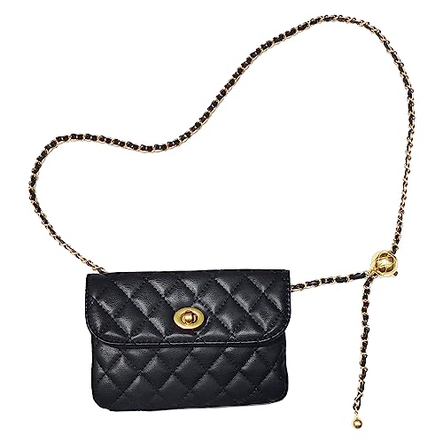 Larswon Chain Belt Bag for Women, Synthetic Leather Belt Purse Chain Purse Mini Goth Fanny Pack Fashion Waist Packs Detachable Small