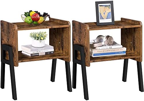 SUPERJARE Nightstands Set Of 2, Bed Side Tables With Charging Station
